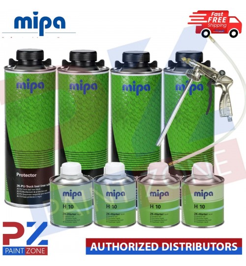 MIPA Protector Black Tough Bed Liner KIT 4L+H10 HARDENER+UNDERBODY SPRAY GUN